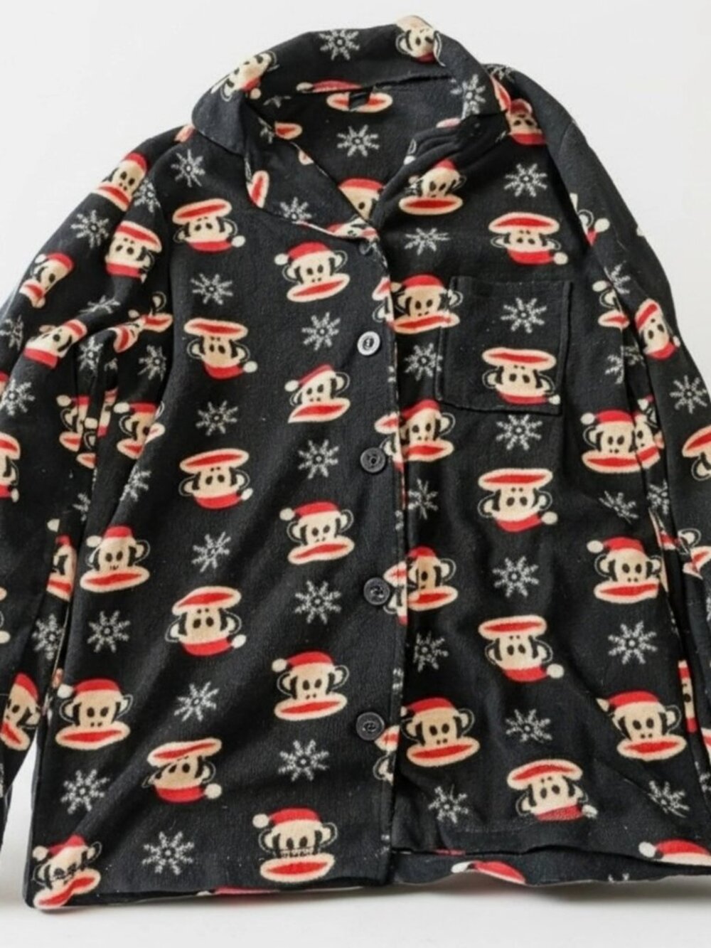 Vintage Y2K Paul Frank Monkey Christmas Pajama Button Up Shirt Size Large